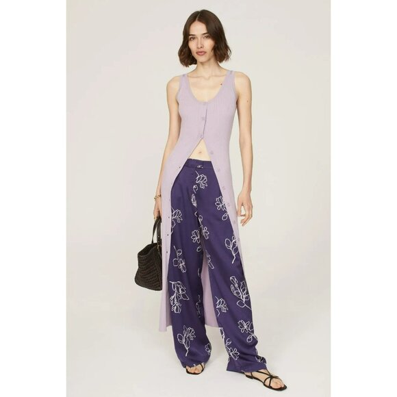 Jason Wu Collective Artistic Floral Wide Leg Trousers Sz 8 Lined Palazzo BoHo - Picture 4 of 7